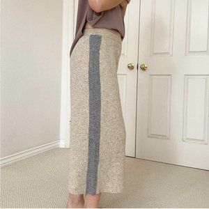 Wool Knitted Ribbed Cropped Pants with Gray Stripe down sides, Small